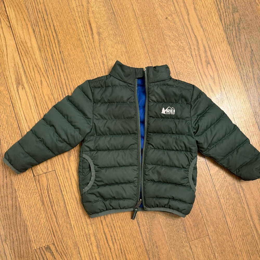 REI Green Toddler Reversible Down Puffer Jacket 2T
